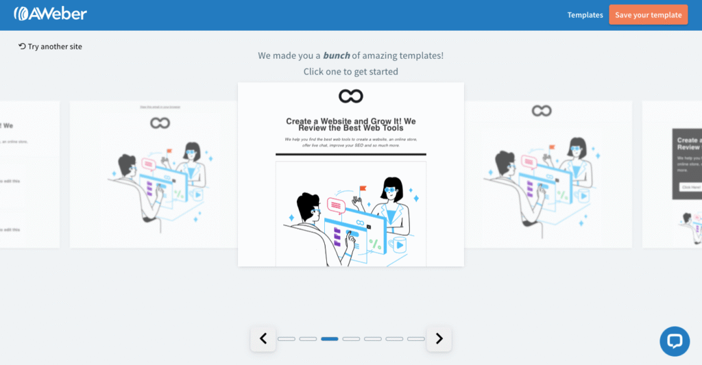 The email designs generated for us by AWeber’s Smart Designer

